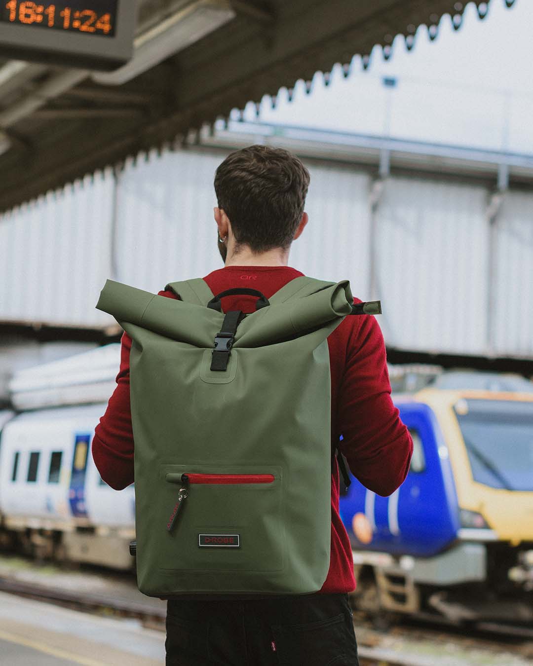 Roll-Top Rucksack for Everyday Life in Green